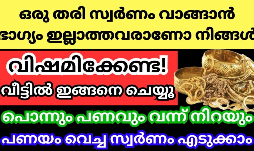 നിങ്ങൾ ഒരുതരി സ്വർണം വാങ്ങാൻ ഭാഗ്യമില്ലാത്തവരാണോ? ഇങ്ങനെ ചെയ്യൂ വിഷമിക്കേണ്ട , നിറയും സ്വർണം