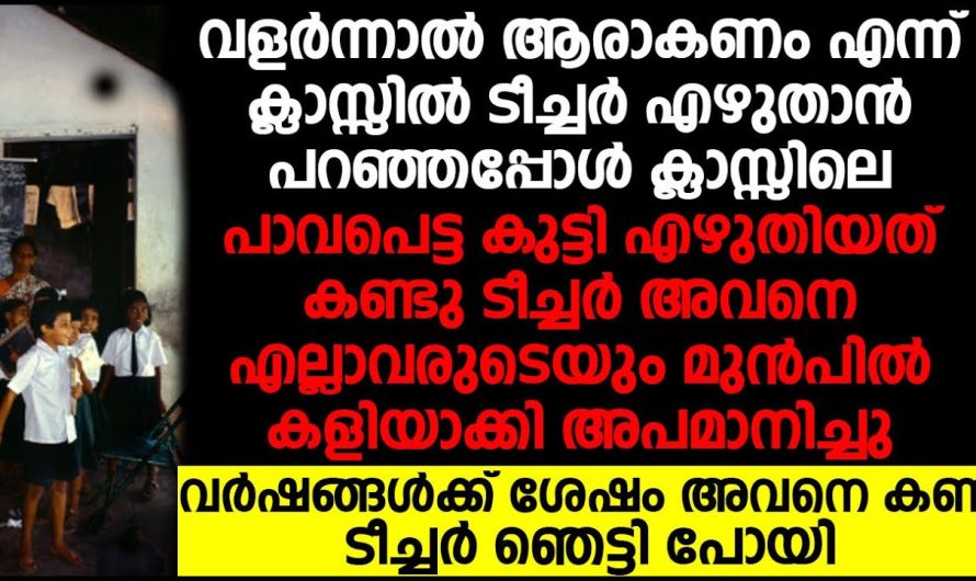 വർഷങ്ങൾക്ക് ശേഷം ടീച്ചർ കളിയാക്കി അപമാനിച്ച കുട്ടിയെ കണ്ട ടീച്ചർ ഞെട്ടി പോയി