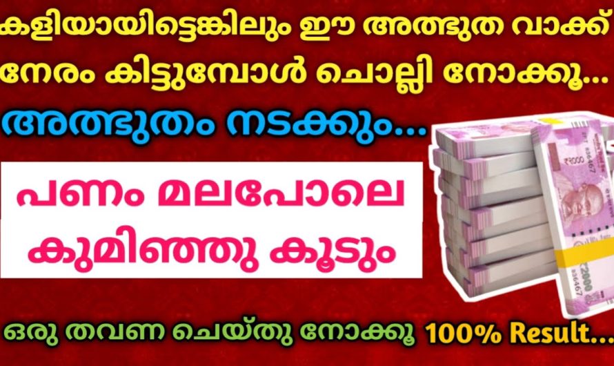 കളിയായിട്ടെങ്കിലും ചൊല്ലി നോക്കൂ ഈ അത്ഭുത വാക്ക്, കുമിഞ്ഞു പണം മലപോലെ കൂടും!!