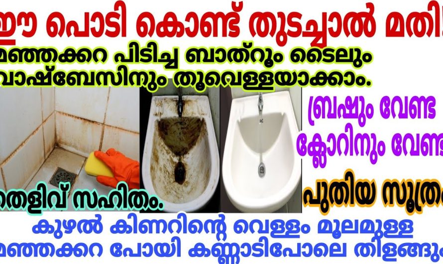 ബാത്റൂമുകളിലും ടൈലുകളിലും ഉള്ള മഞ്ഞ കറകൾ ഈ ഒറ്റ ടിപ്സിലൂടെ ഈസിയായി മാറ്റിയെടുക്കാം..